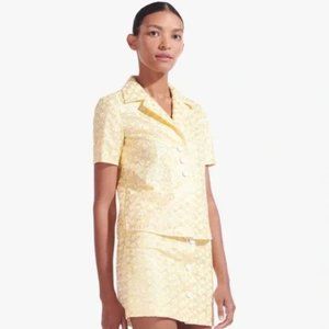 STAUD Nicola Button Up Top & Skirt Sun Bleached Floral Yellow (SET)